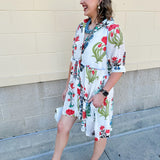 Inspiring Sights Button Down Mini Shirt Dress in White