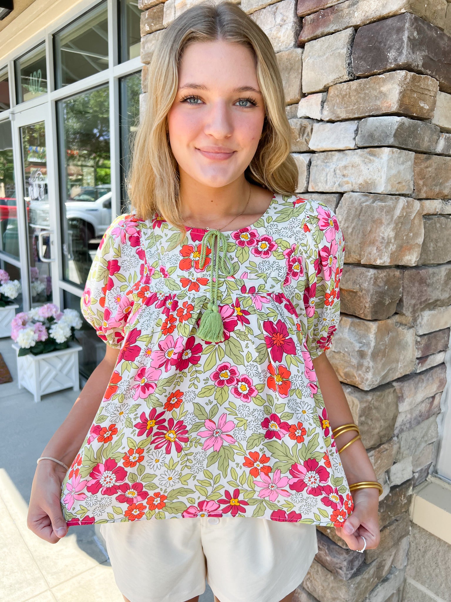 The Penny Hope Romantic Top-Sand | Front View