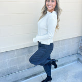 {FINAL SALE} Bonfire Ready Rib Knit Top in Ecru