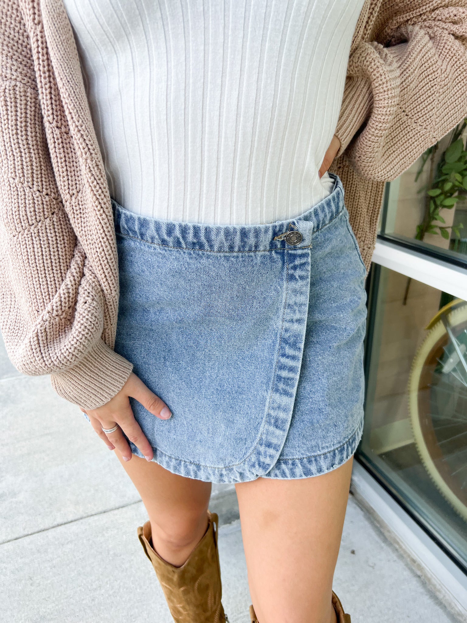 Easy To Style Washed Denim Skirt | Front View