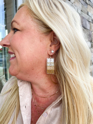 Brown/Tan Seed Bead Rectangle Earring