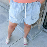 Sunny Pier Chambray Denim Shorts - Curvy