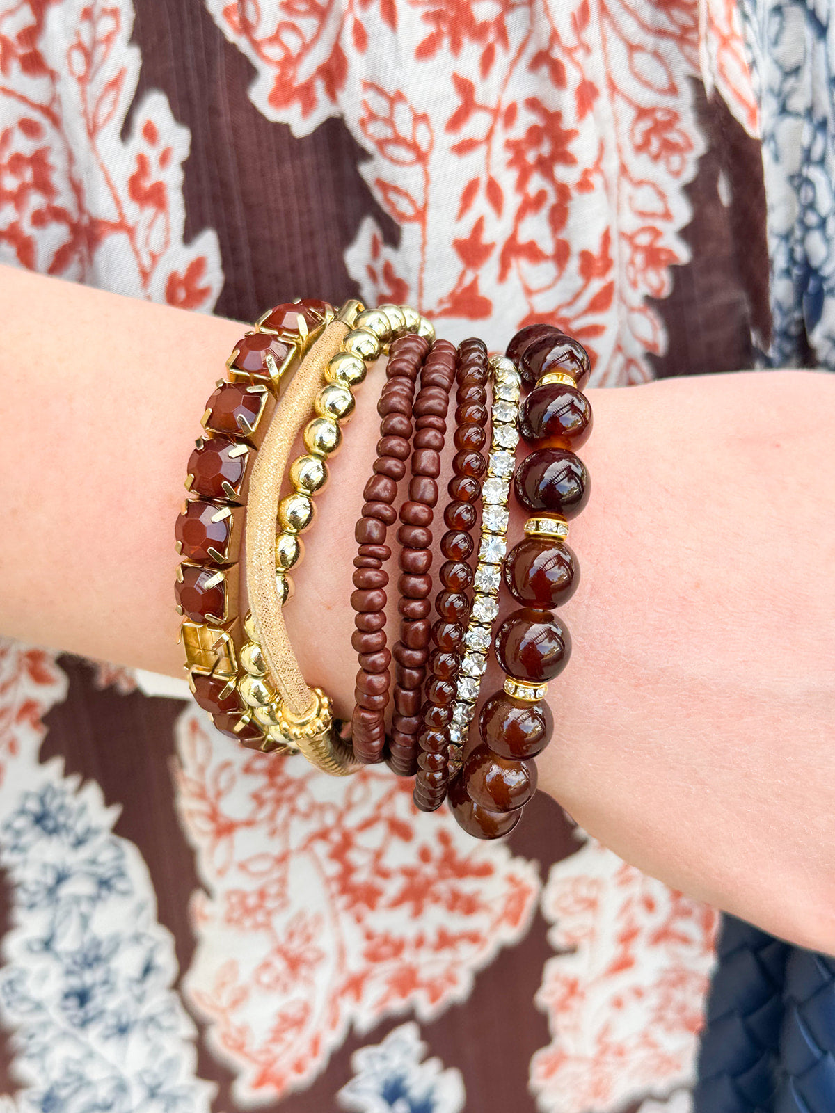 Multicolor Stretch Bracelet in Brown