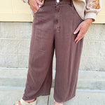 [Dear John] Cappuccino Audrey Wide Leg Crop Linen Pants