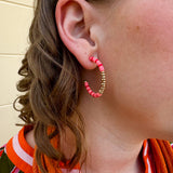 Metal Ball Heishi Beaded Hoop Earrings