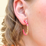 Metal Ball Heishi Beaded Hoop Earrings