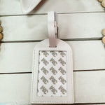 White Full Leather Needlepoint Bag Tag - The Pink Pineapple 850