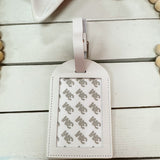 White Full Leather Needlepoint Bag Tag - The Pink Pineapple 850