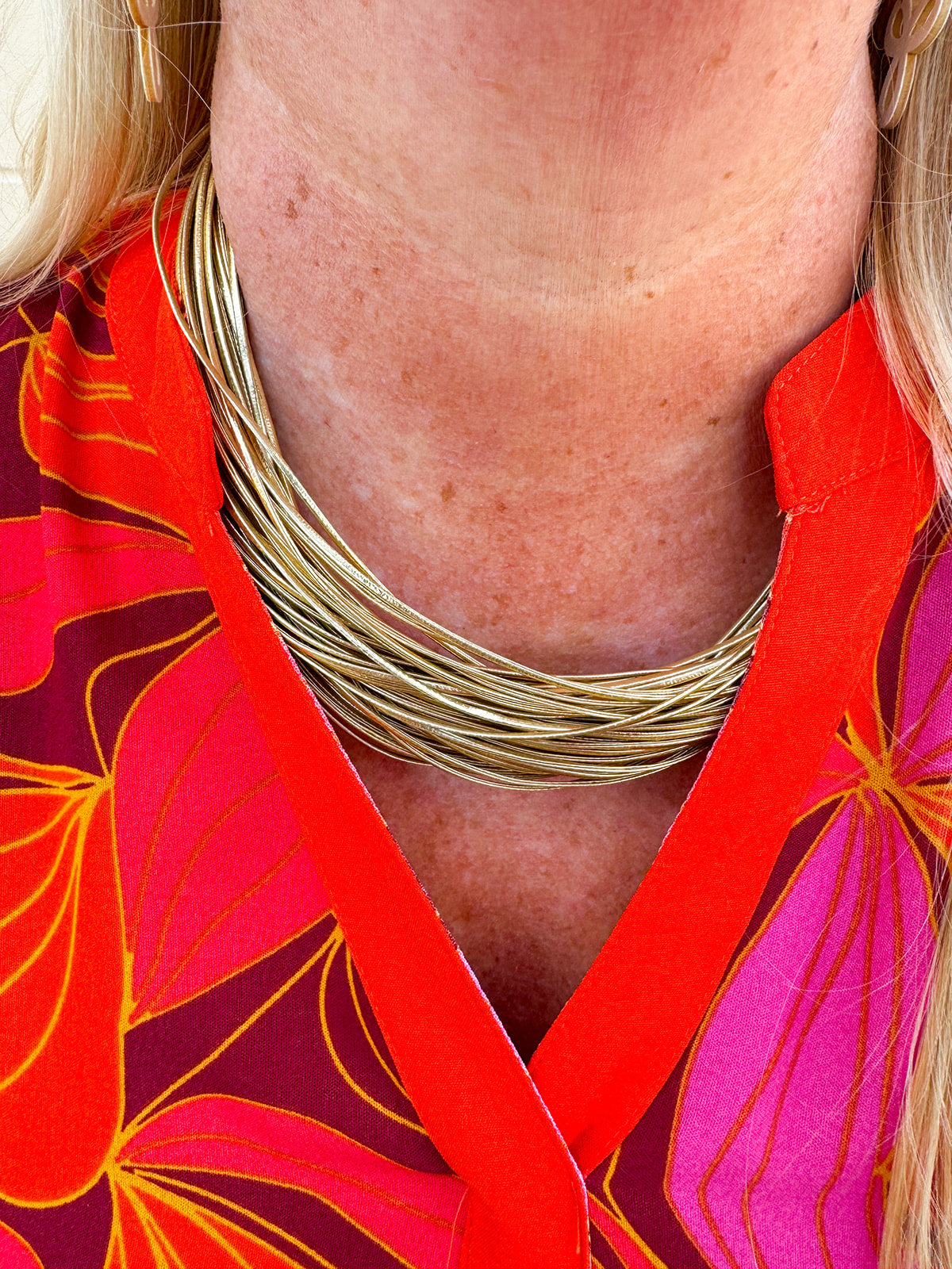 Lily Leatherette Strand Necklace in Gold