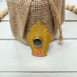 Hand painted pink and orange ginger jar needle minder