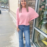 Late Night Dolman Sleeve Top-Pink | Styled View