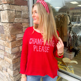 Champagne Please Knit Sweater-Red