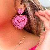 Xoxo Hearts Seed Beaded Earrings