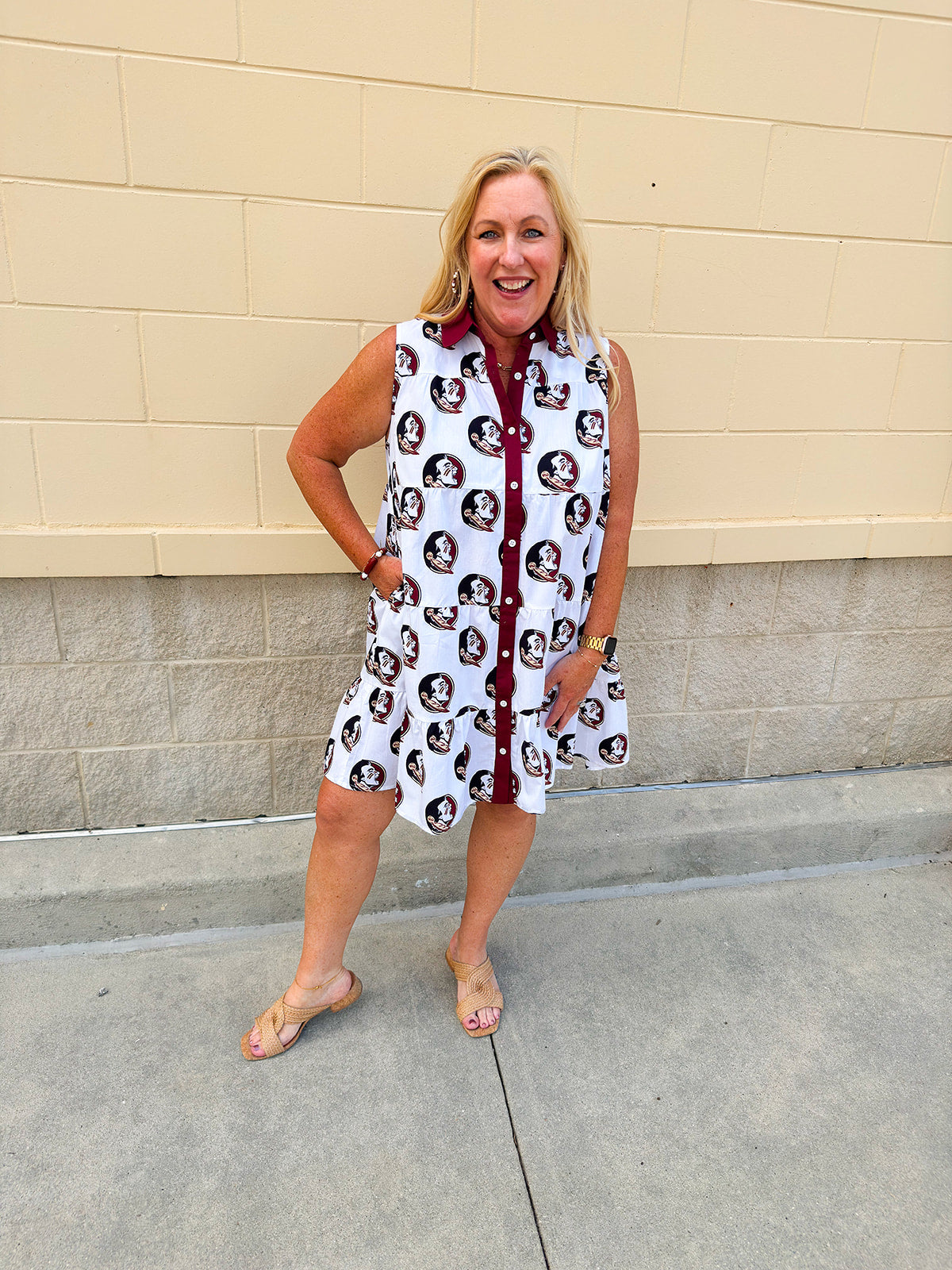 FSU Seminole White Tiered Sleeveless Dress