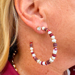 Garnet & Ivory Hoop Earrings