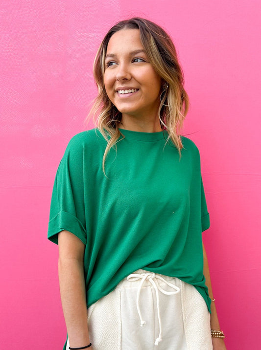 The Perfect Day Dolman Sleeve Top-Kelly Green