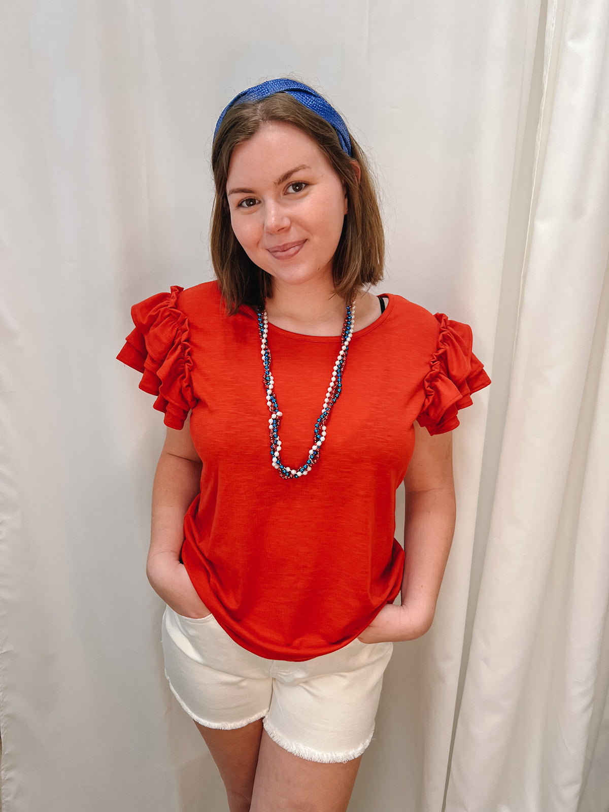 Freedom Rings Ruffle Sleeve Top | Front View