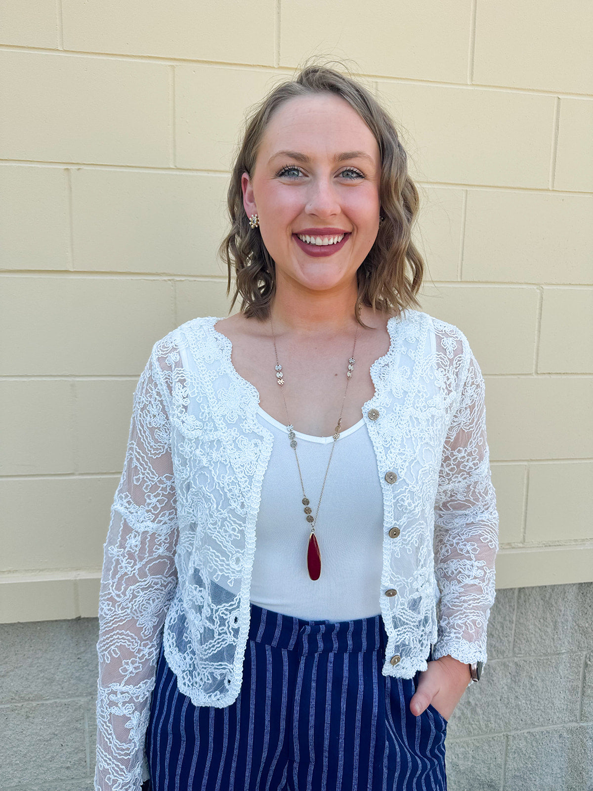 Whisper Lace Button Down Cardigan