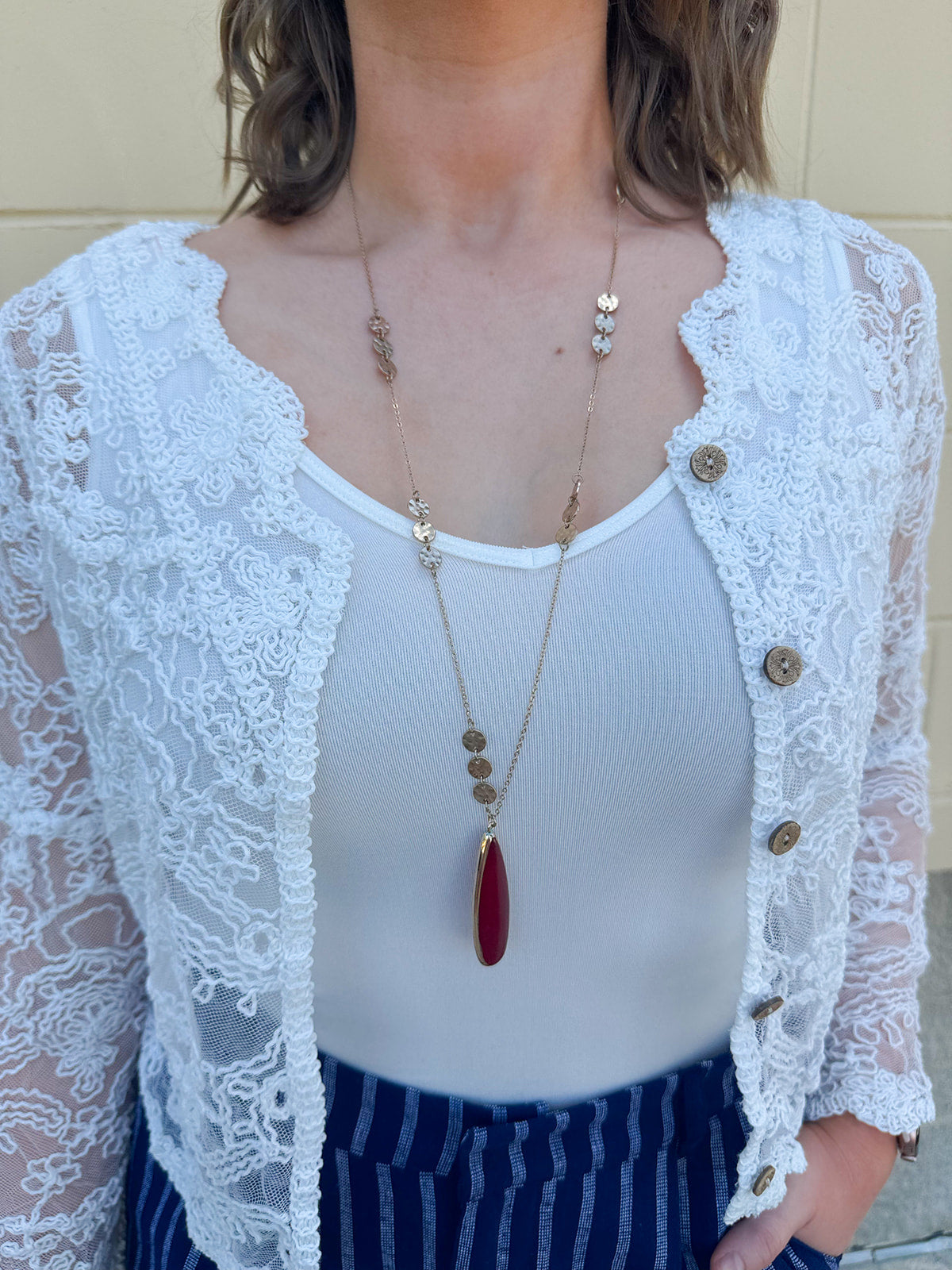 Janine Teardrop Long Pendant Necklace