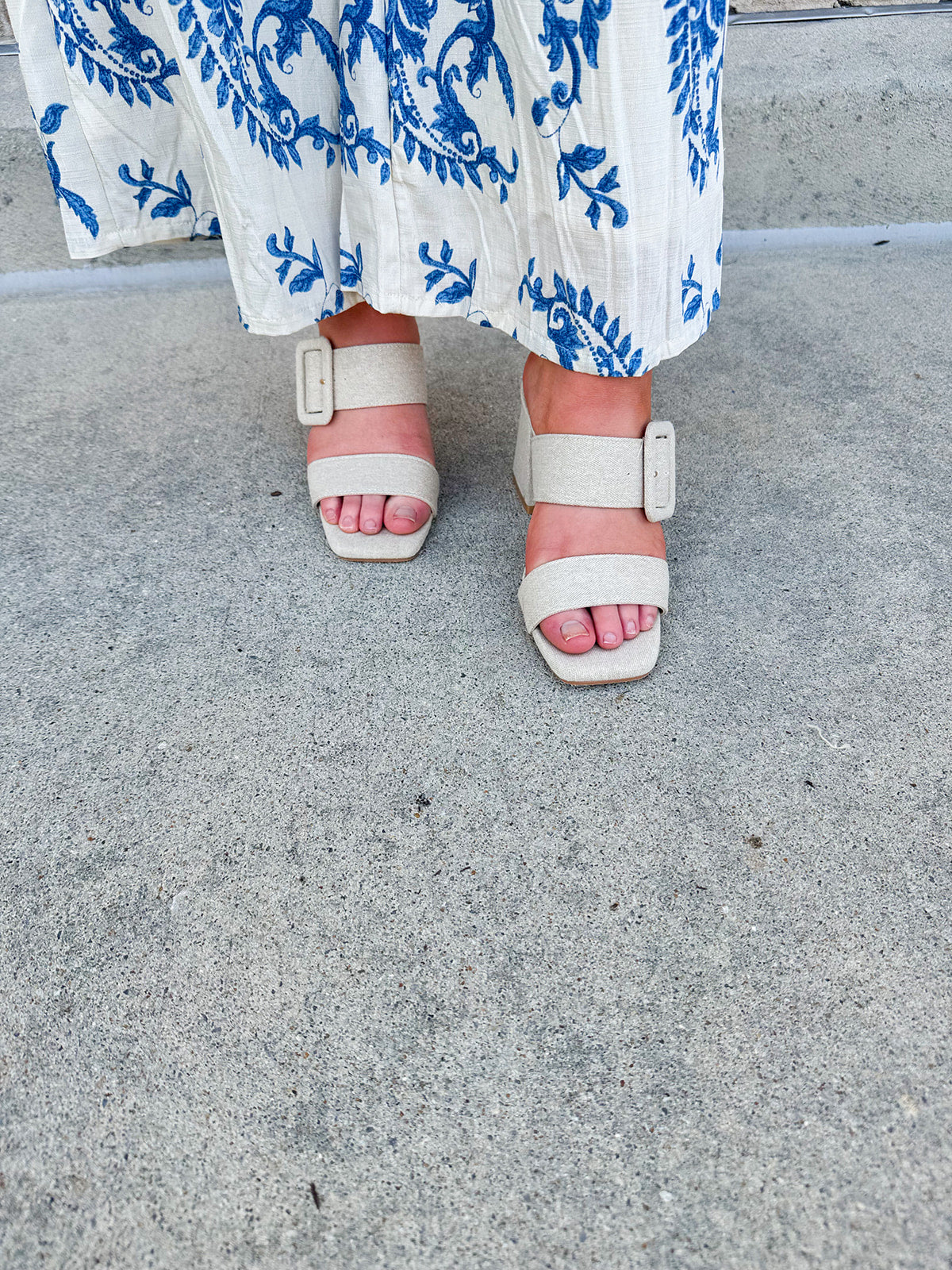 [Matisse] Lucy Natural Linen Buckle Heel