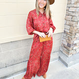 {FINAL SALE} Falling For Autumn Satin Floral Top