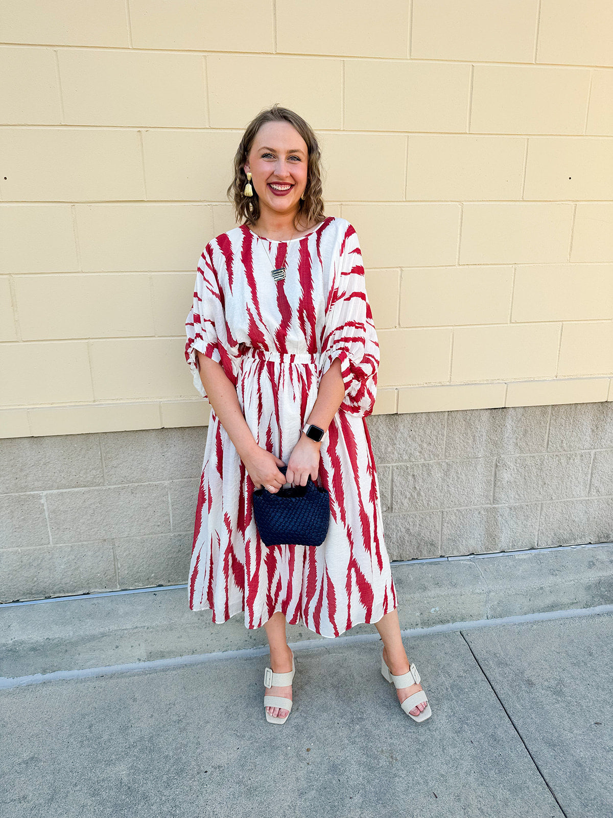 Red, White & Boom Dolman Sleeve Midi Dress