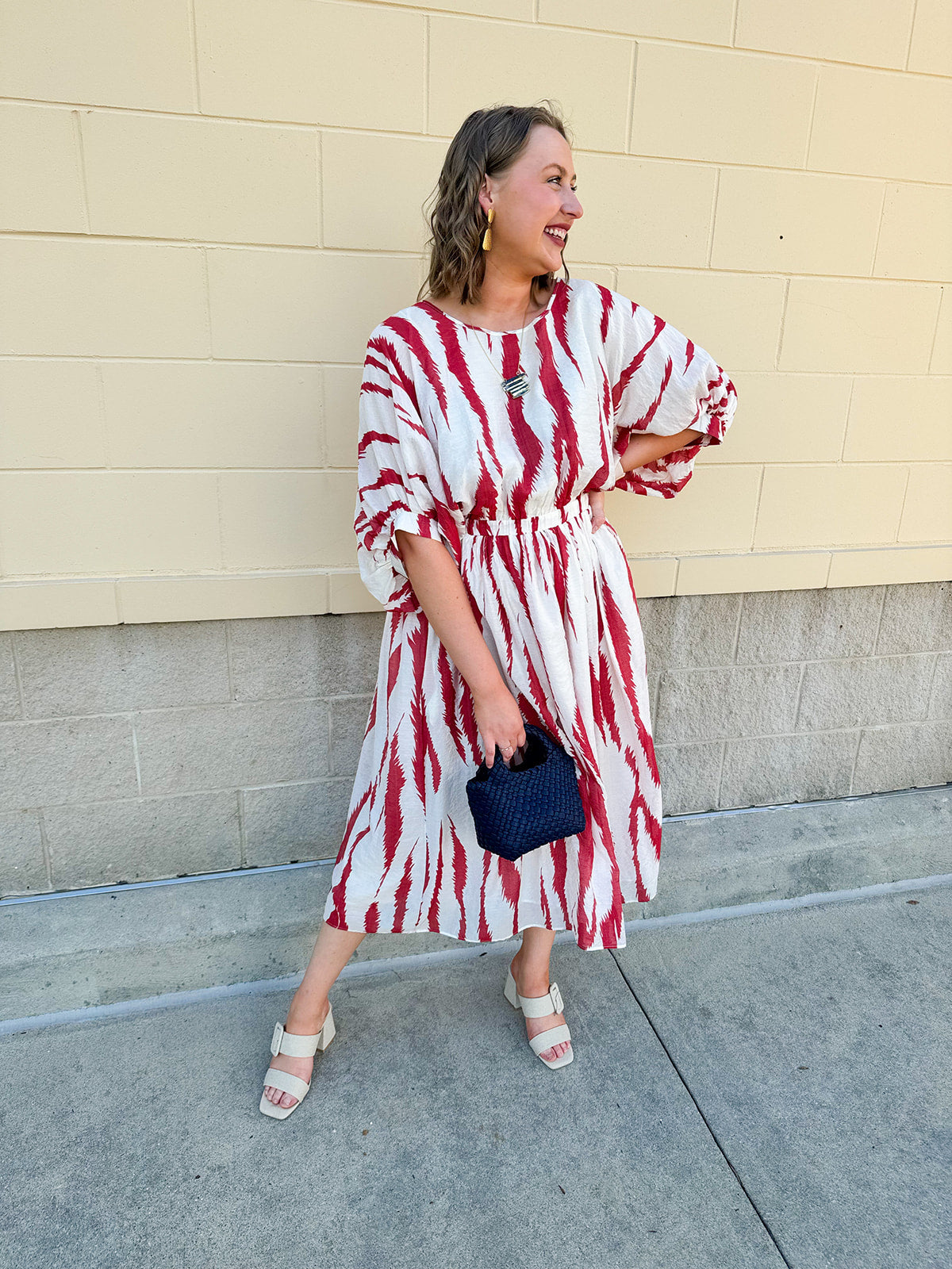 Red, White & Boom Dolman Sleeve Midi Dress