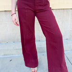 Garnet High rise wide leg, cuffed jeans.