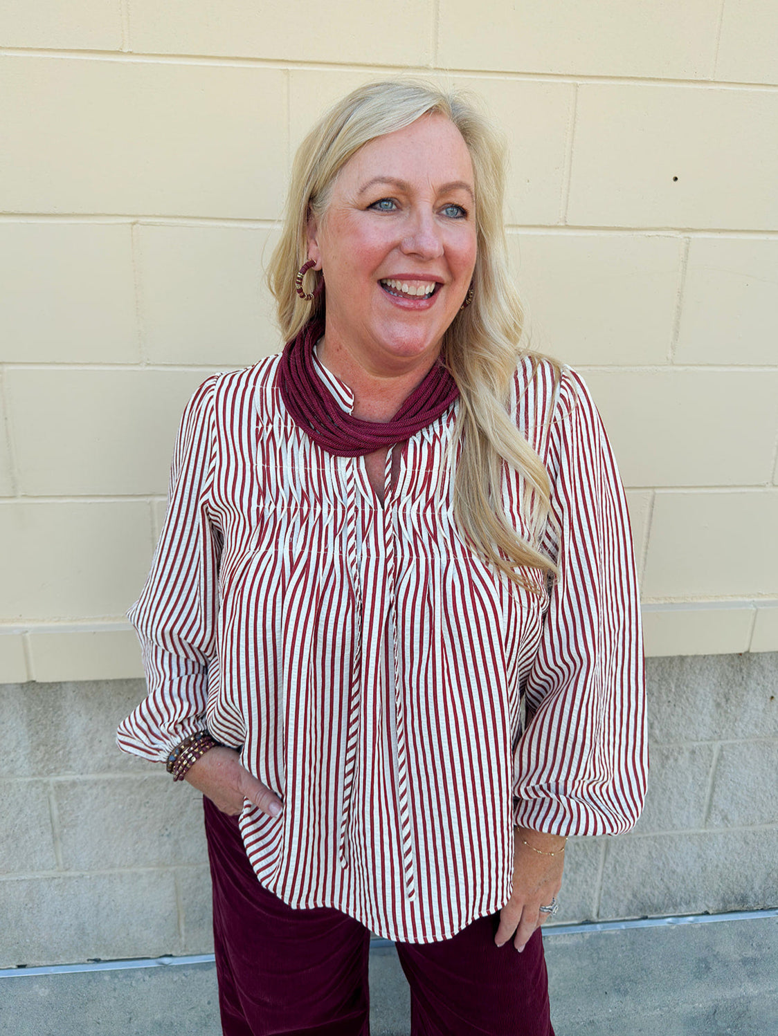 Garnet Stride Pintuck Blouse