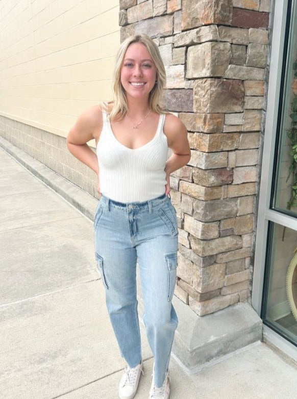 Breezy Times Ribbed V-Neck Top | Styled View