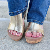 [Corkys] Gold Cork Wedges with Gold Studded Detailing