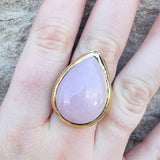 [Easton Elle] Tear Drop Ring in Pink Rose Quartz