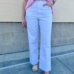 [Dear John] Holly White High Rise Wide Hem Straight Leg Jeans
