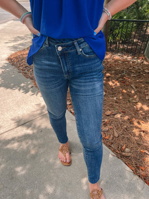 The Bianca High-Rise Crossover Skinny Jeans | Front View