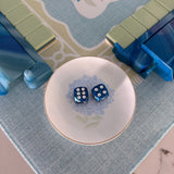 Blue Hydrangea Small White Dice Catchall
