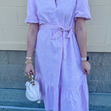 Tea House Social Embroidered Dress in Pink