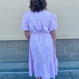 Tea House Social Embroidered Dress in Pink