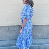 {FINAL SALE} Tea House Social Embroidered Dress in Blue