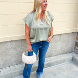 Driftwood Silk Touch Blouse in Sage Green