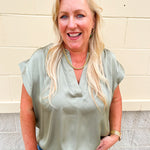 Driftwood Silk Touch Blouse in Sage Green