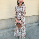 Mocha Fleur Midi Dress