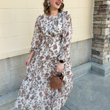 Mocha Fleur Midi Dress