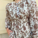 Mocha Fleur Midi Dress