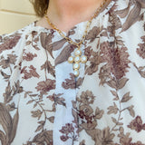 Golden Devotion Pearl Cross Necklace