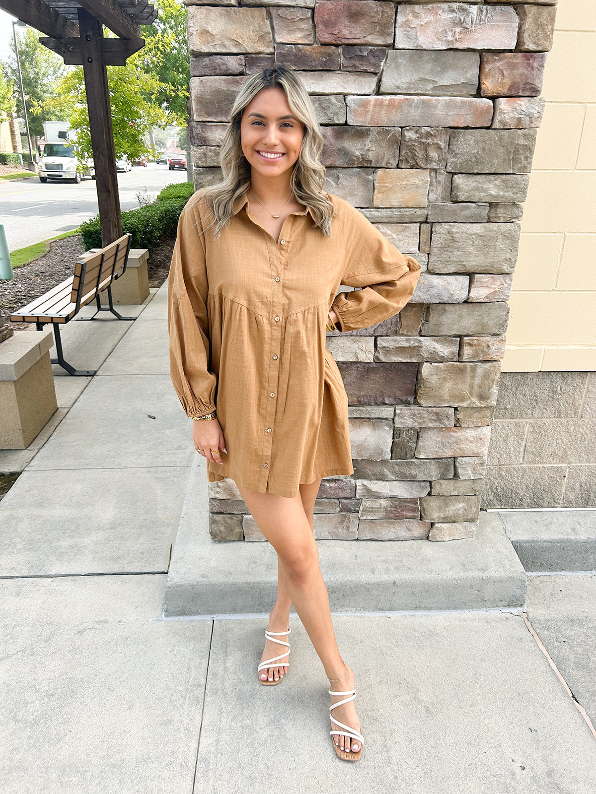 Mountain Views Button Down Dress | Front View