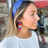 I Love USA Patriotic Beaded Earrings