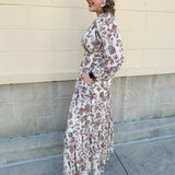Mocha Fleur Midi Dress