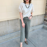 Quilted Edge Puff Sleeve Top