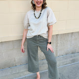 Quilted Edge Puff Sleeve Top