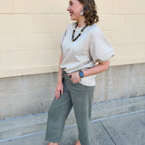 Quilted Edge Puff Sleeve Top